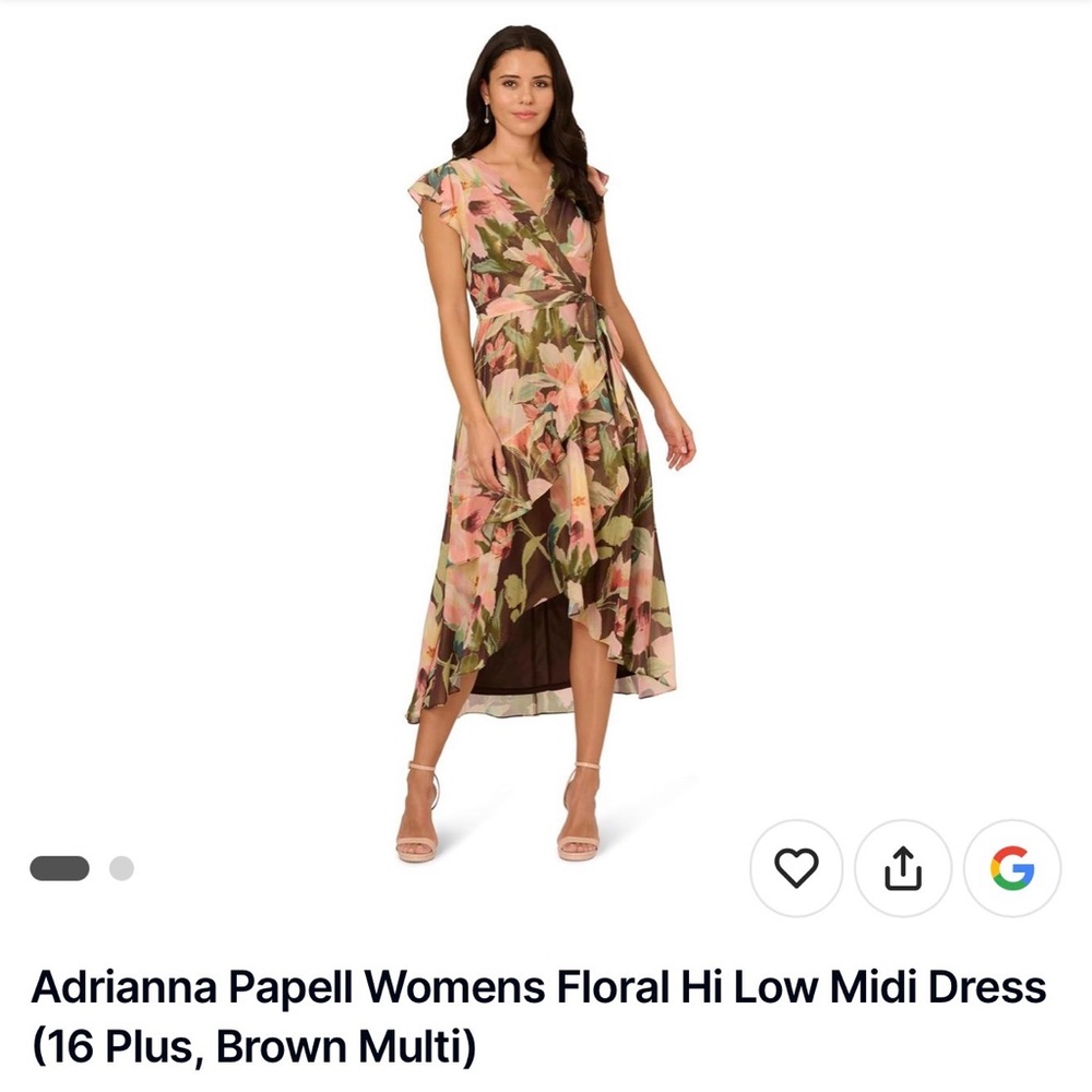 Adrianna Papell Floral Faux Wrap Dress - New w/tags Sz 16W - Picture 13 of 13
